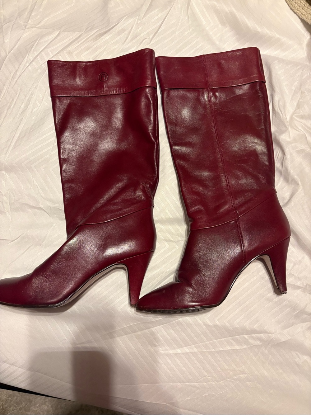 Etienne Aigner Cherry Red Leather Boots
